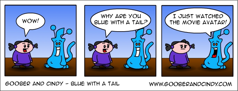 Blue with a tail